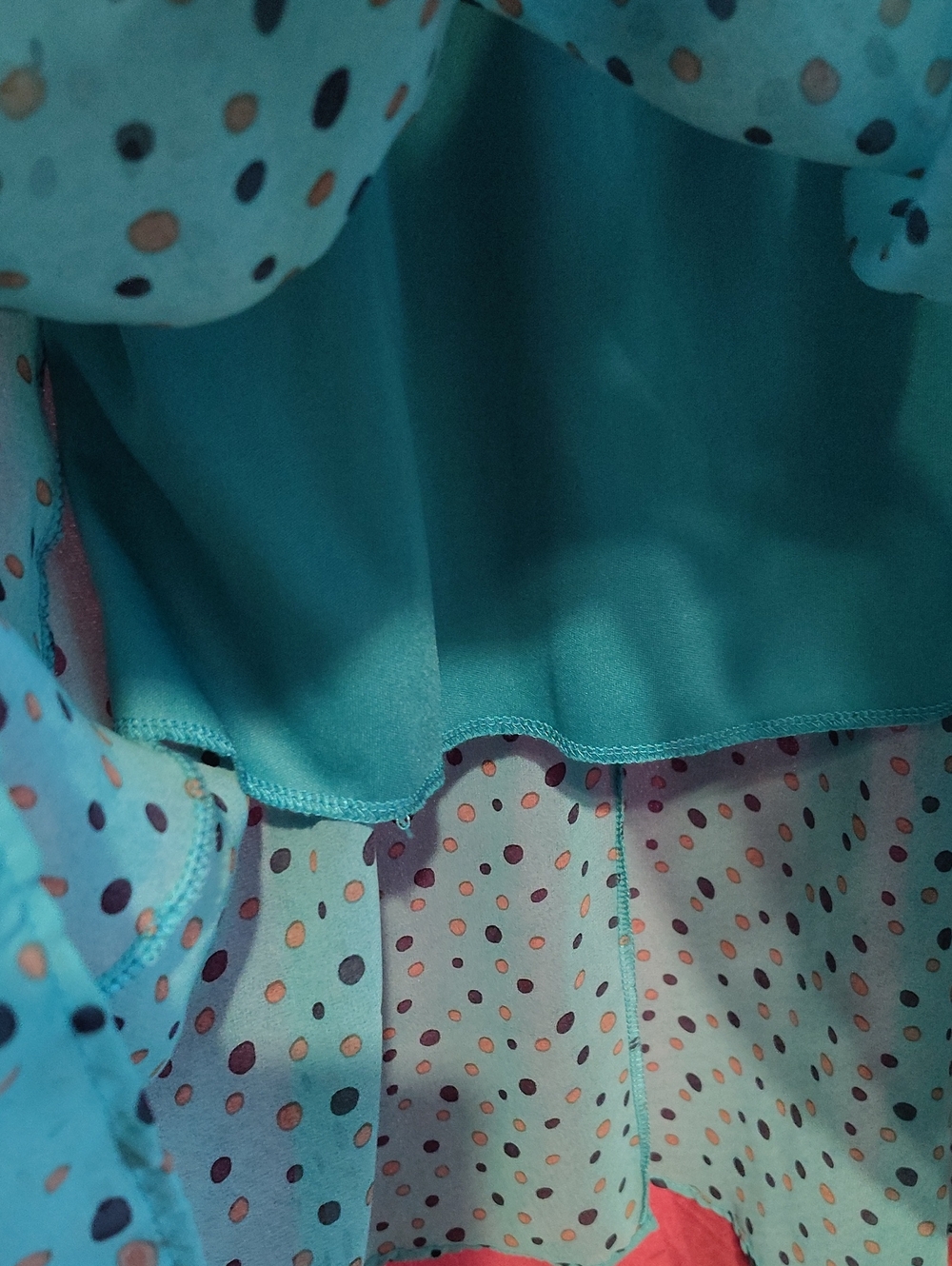 Mary Jane Teal Dress with Black Polka Dots - Picture 3 of 5